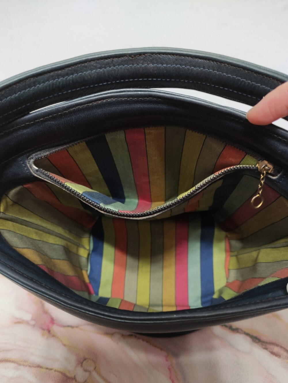 Vintage Coach Bonnie Cashin Large Bucket Bag Navy - Picture 9 of 15